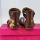 Candies Beaded Sequin Gladiator Sandals Womens 7.5 Brown Zip Boho AS IS