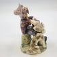 Italian Ceramic Man Accordion Dog Figurine 5" Green Base Hand Painted Vtg