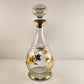 Romanian Wine Decanter Lid & 4 Stemmed Glasses Hand Painted Pansies Butterflies