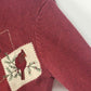 Red Closed Knit Zip Up Cardigan W Birds/Flower Pattern Petite NOS Croft&Barrow