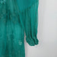 Zacin Women's Green Lace Mesh Tunic Blouse Long Sleeve Lined Top Size Large