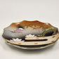 Asian Porcelain Trinket Dish Tray Orange Gold Ornate Q Handle Japan 6" MCM Vtg