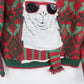 Holiday Time Llama Ugly Christmas Sweater Red Fair Isle 3D Novelty Large 42-44