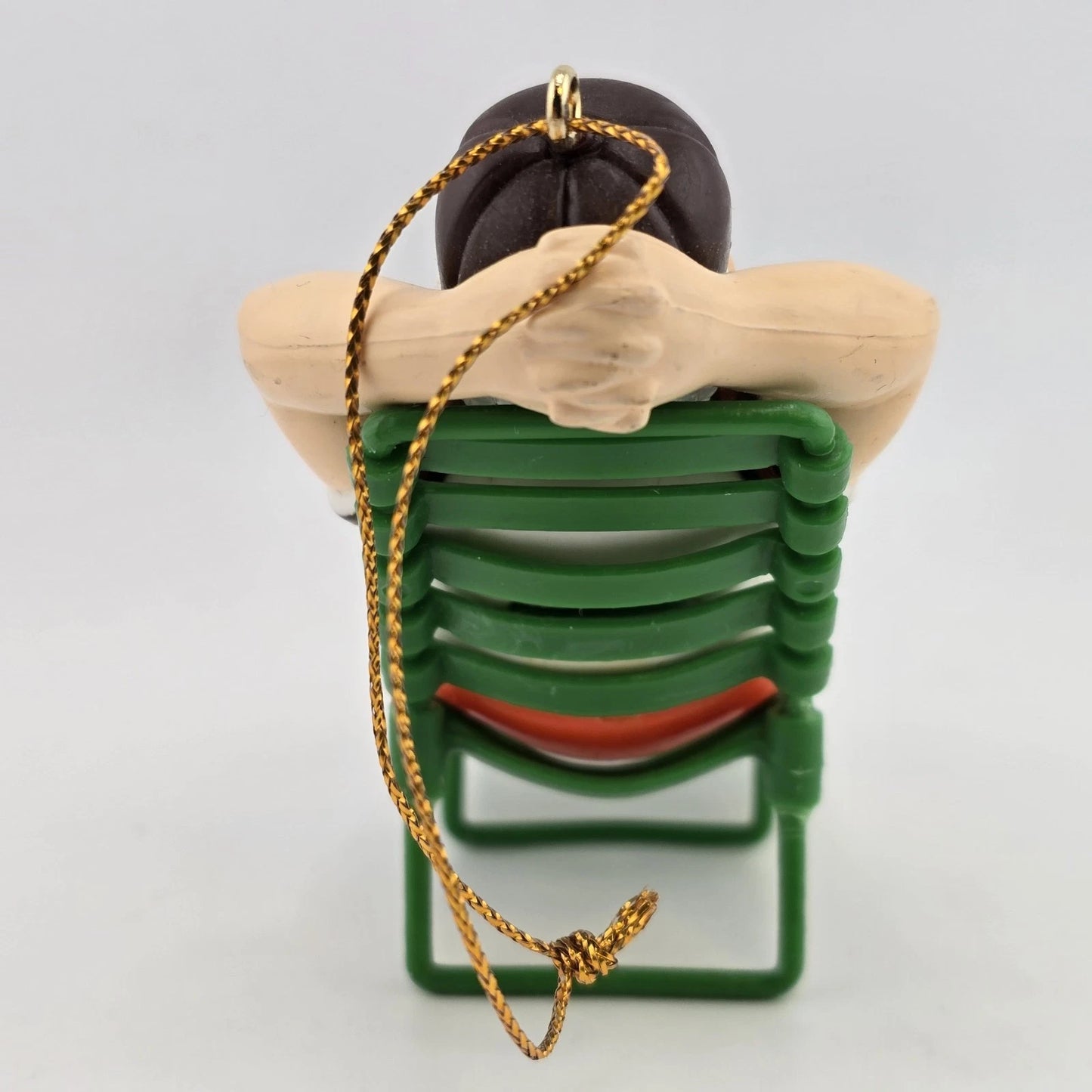 Cleveland Browns Santa Christmas Ornament on Beach Chair by Russ China 3.5" Vtg