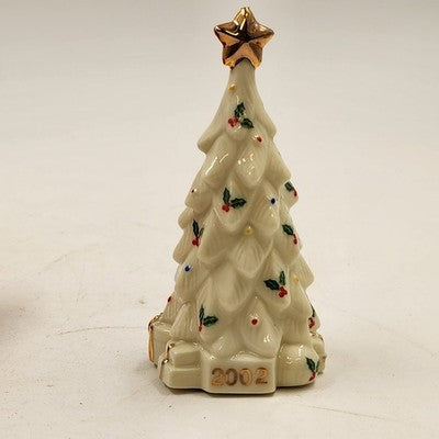 Baum Brothers Musical Christmas Tree Ornament Porcelain Ivory & Gold 2002 w Box