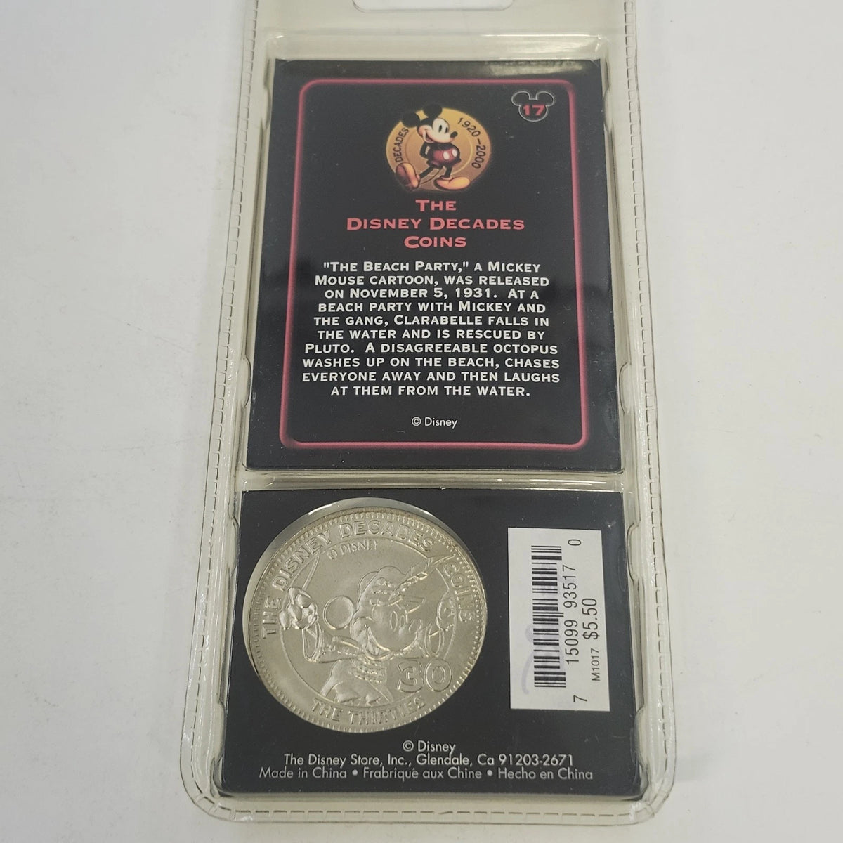 Disney Store Decades Coin #17 The Beach Party 1931 Mickey Minnie Sealed China