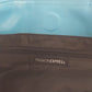 Fashion Express Black Faux Leather Tote Bag Blue Strap Zip Top