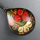 3 Wood Spoons Hand Painted Russian Khokhloma Lacquerware USSR Vintage Sizes Vary