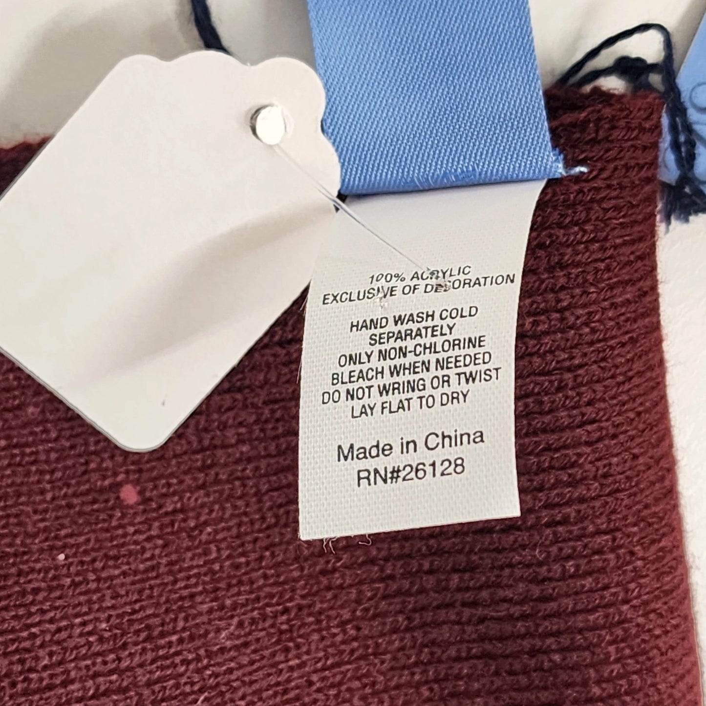 Simply Vera Knit Neck Scarf Maroon Red Vera Wang Black Flower Accent 64" NWT