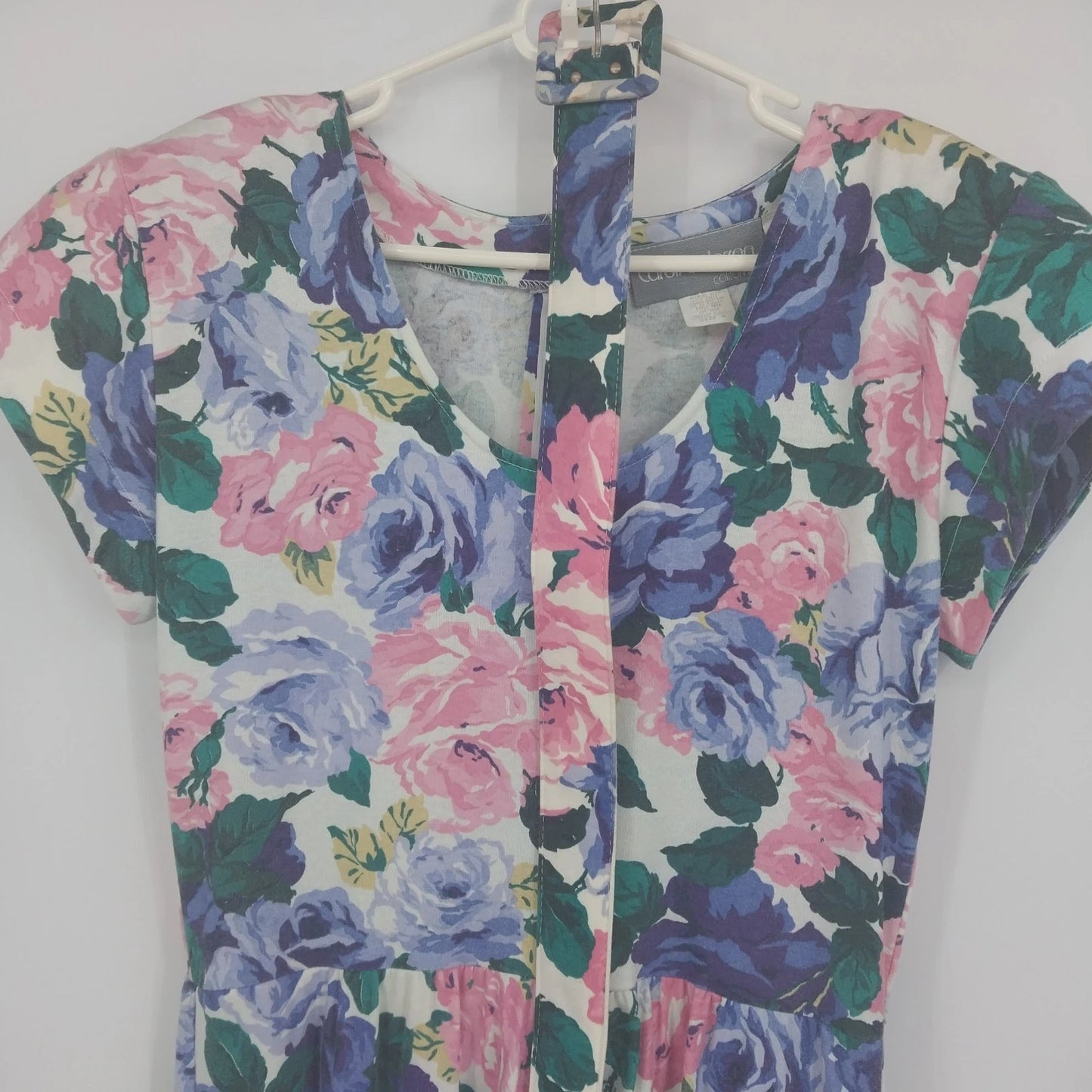 Carol Anderson California Floral Tea Dress Belted Rose Print Women's 8 USA