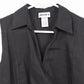 David N Women's Black 100% Linen Sleeveless Wrap Blouse Collared V-Neck Top M