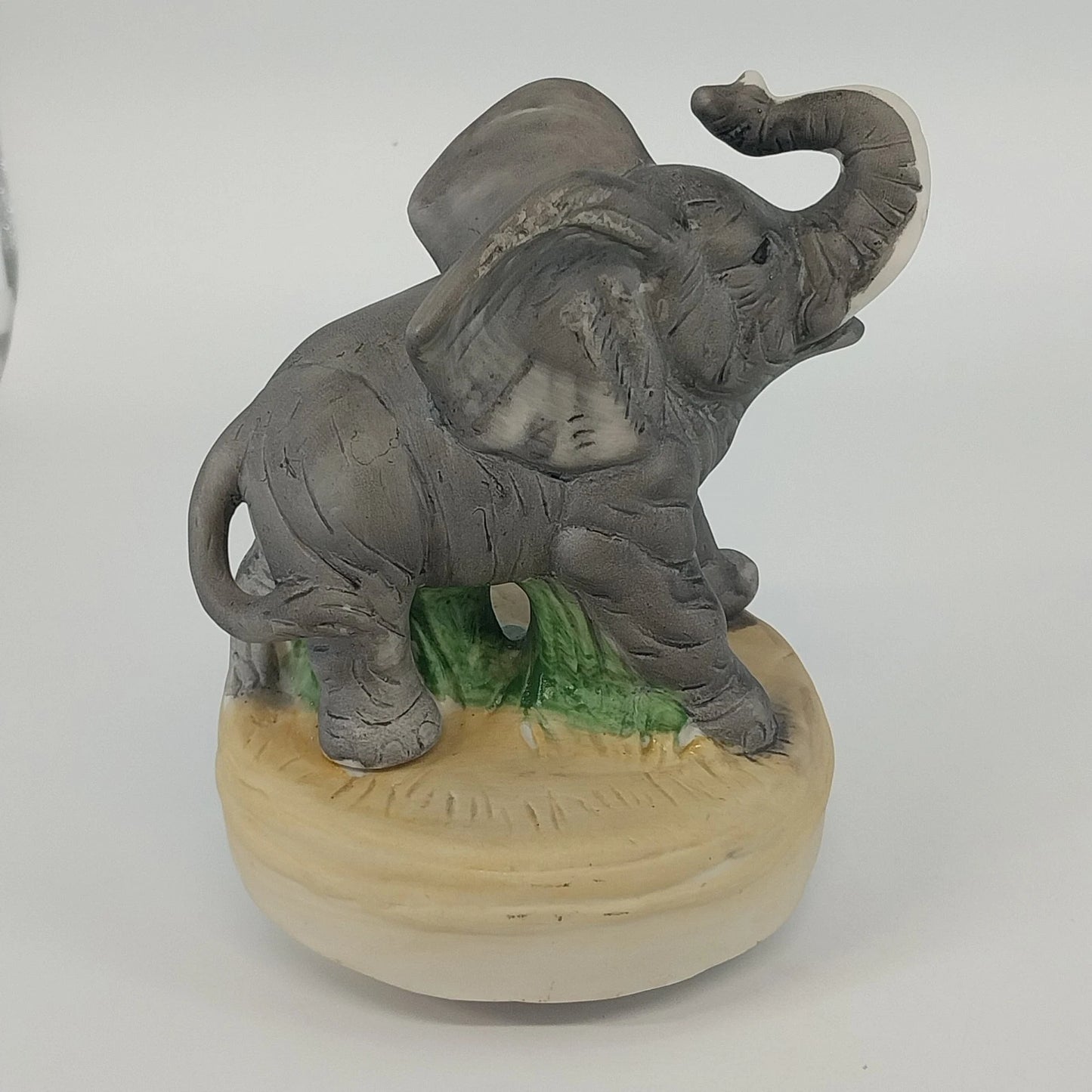 Prince Albert Products Elephant Music Box Born Free Gray Ceramic Figurine Vtg