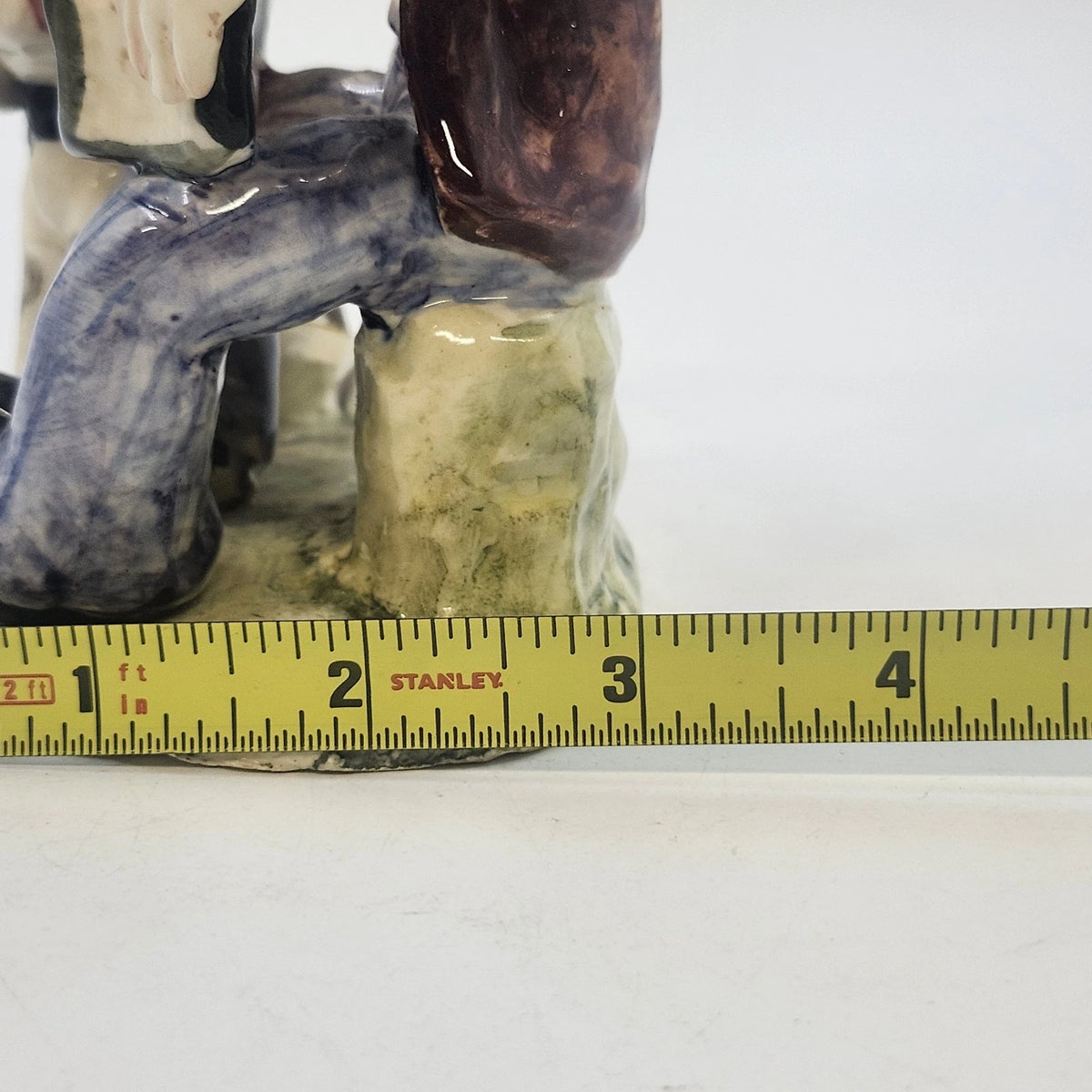 Italian Ceramic Man Accordion Dog Figurine 5" Green Base Hand Painted Vtg