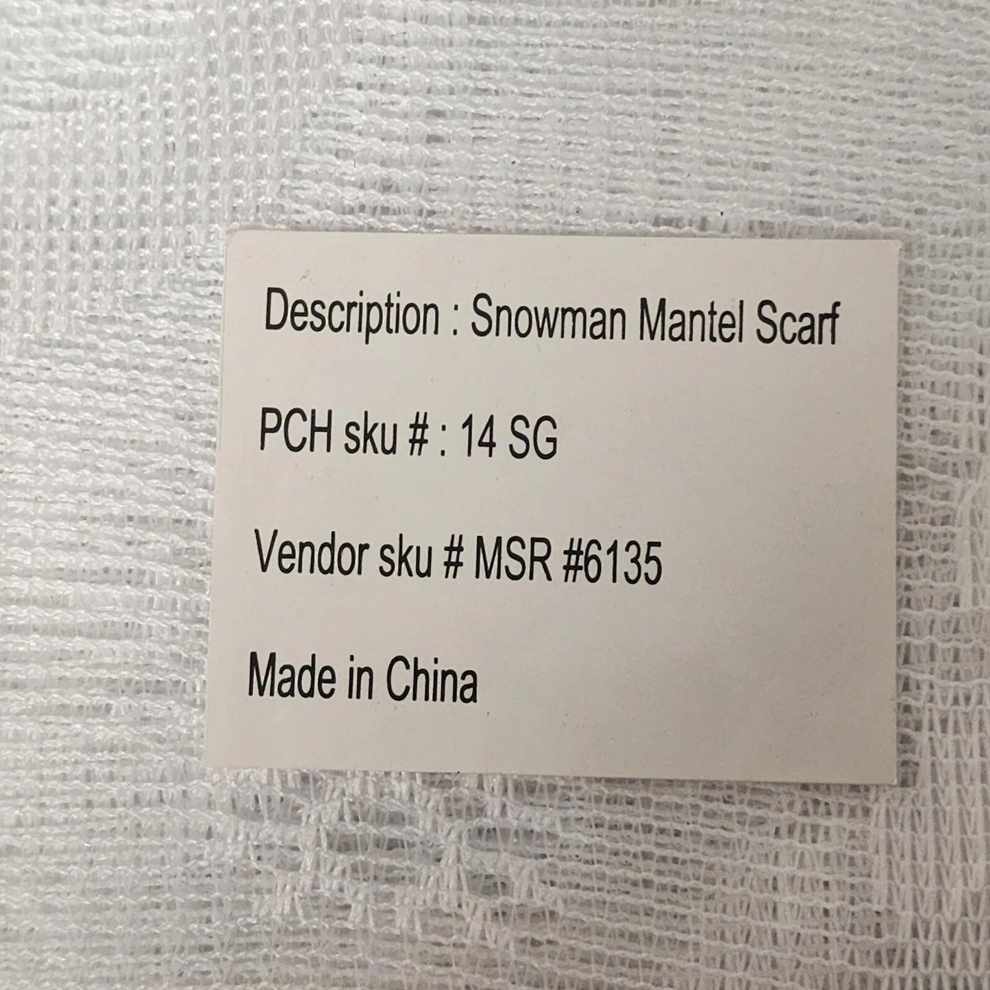 Snowman Mantel Scarf White Lace Christmas 92" x 19" Trees Scalloped Edge NEW