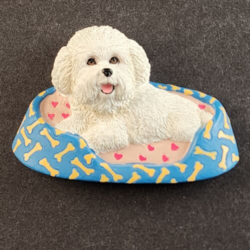 Bichon Frise Refrigerator Magnet Comfy Dog-Bed Dog Figurine Willabee Ward MBI