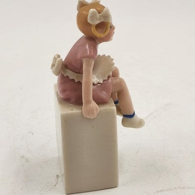 Rare Lenox Girl Twin Figurine – Vintage 4" Sitting Girl in Pink Dress with White Bows