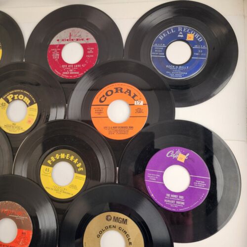 25 Rock & Roll Pop and Country Hits 1950's 45 RPM 7" Vinyl Records No Sleeves