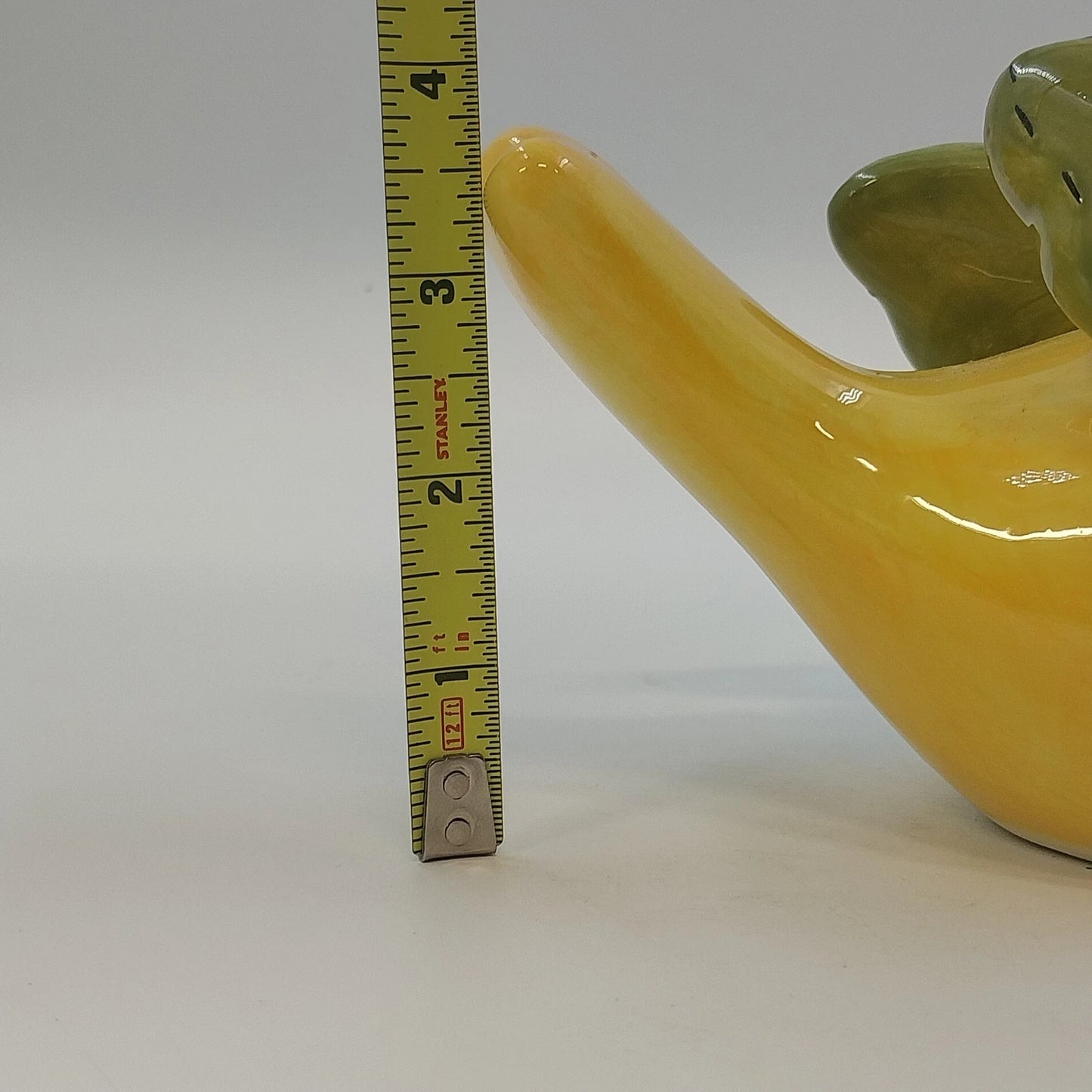 Whimsical Yellow Ceramic Bird Figurine Floral Folk Art Home Decor 7" Farmhouse