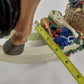 Christmas Holiday Decoration Musical Rocking Horse Basket of Toys Polyresin 12"