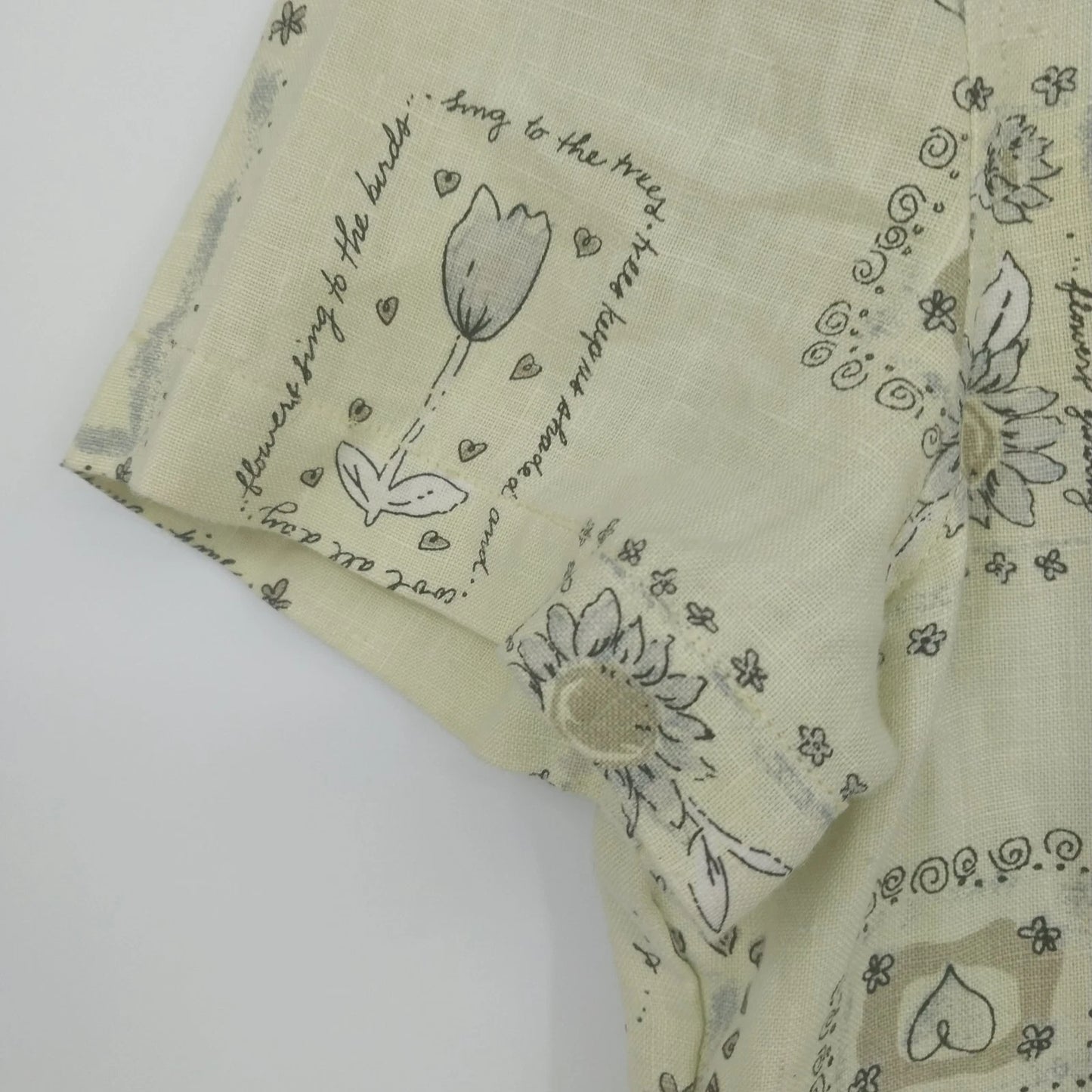 John Paul Richard Linen Shirt Dress Green Floral Button Front Medium