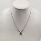 Silver Tone Chain with Rhinestones & Black Onyx Teardrop Stone 9" Long Necklace
