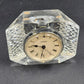 Linden Crystal Quartz Desk Clock Tabletop Crystal Clear Glass 4" West Germany
