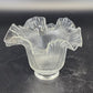 Ribbed Glass Lamp Shade Ruffled Rim Fitter 2.5" Vintage Holophane Style