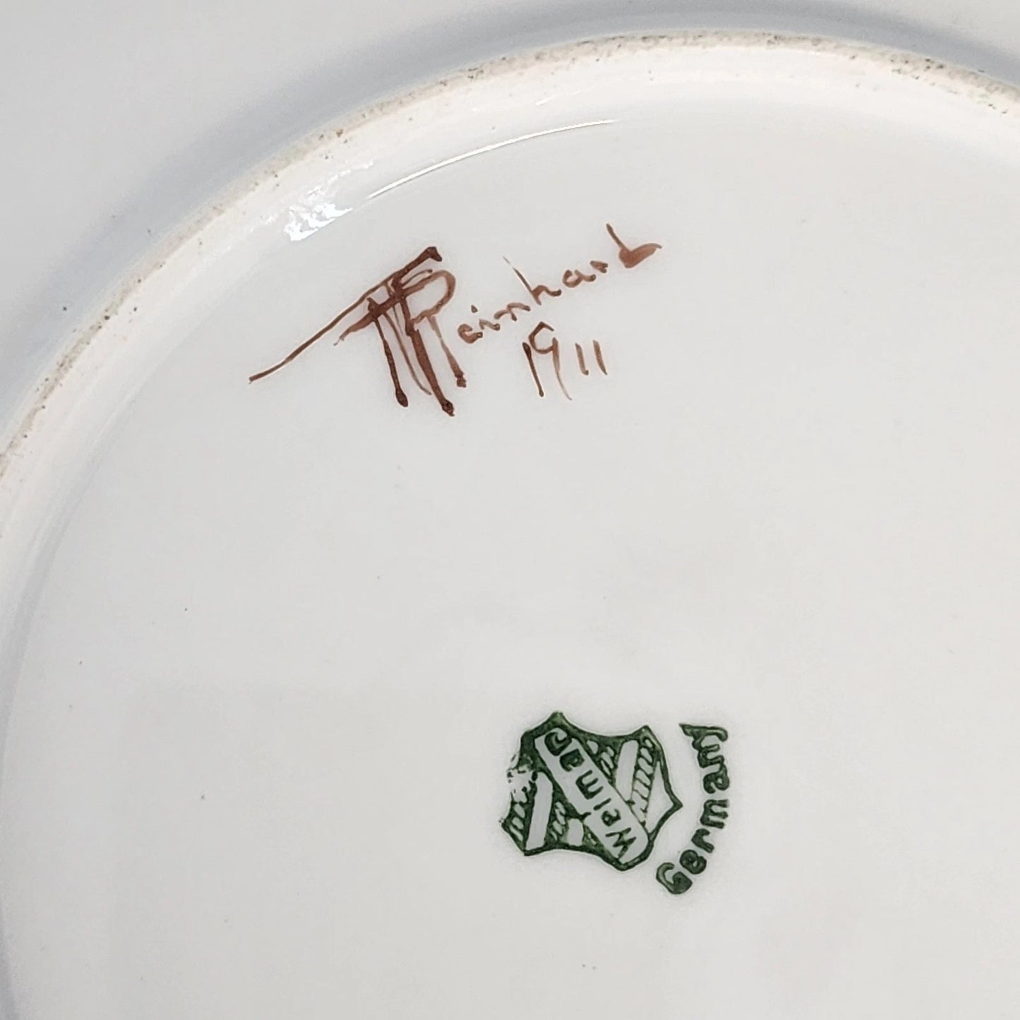 3 Weimar Porcelain Plates 7" Signed T Reinhard Fruit Motif Germany 1911 Antique
