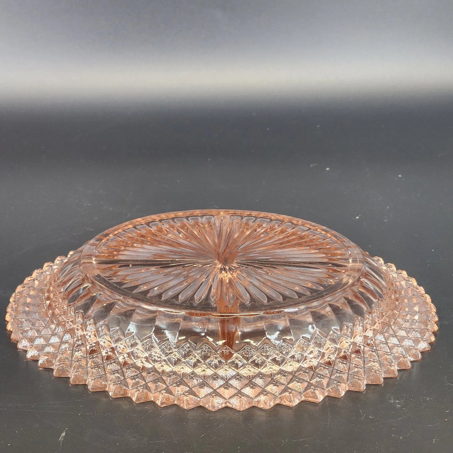 Pink Depression Glass Divided Grill Plate Anchor Hocking Miss America 9" Vintage
