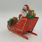 Santa Claus Wood Sleigh Card Holder Candy Bowl Pinecone Christmas 9" Centerpiece