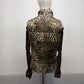 Jones New York Cheetah Print Puffer Vest Zip Button Pockets SZ Small Sleeveless