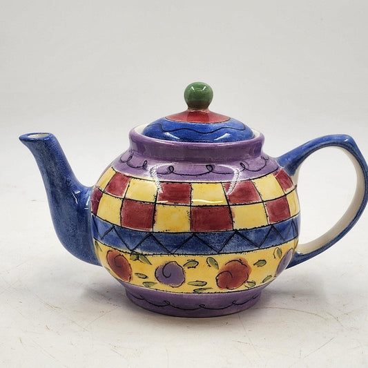Sango Sweet Shoppe Teapot w Lid 6.5" Sue Zipkin Design Ceramic Colorful 6-Cup