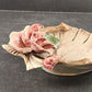 Capodimonte Large Rose Flower w Leaf Candy Dish Vintage Made in Italy 9" Chipped