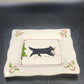 Prairie Dog Pottery Black Newfoundland Candy Cane Christmas Plate 9.25" Square
