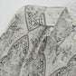Nicola Paisley Pleated Blouse Black White Button Front 3/4 Sleeve Medium