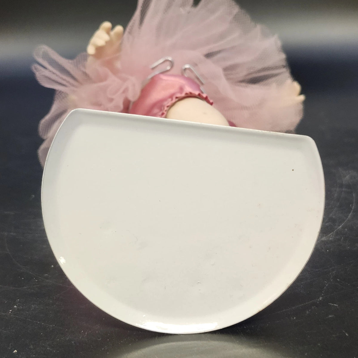 Porcelain Ballerina Doll Blonde Blue Eyes Pink Tutu Shoes Ballet Pose Stand 12"