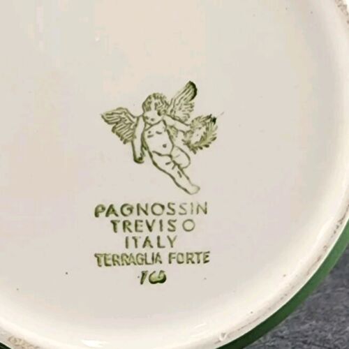 Pagnossin Treviso Italy Strong Earthenware Creamer Floral Green Border