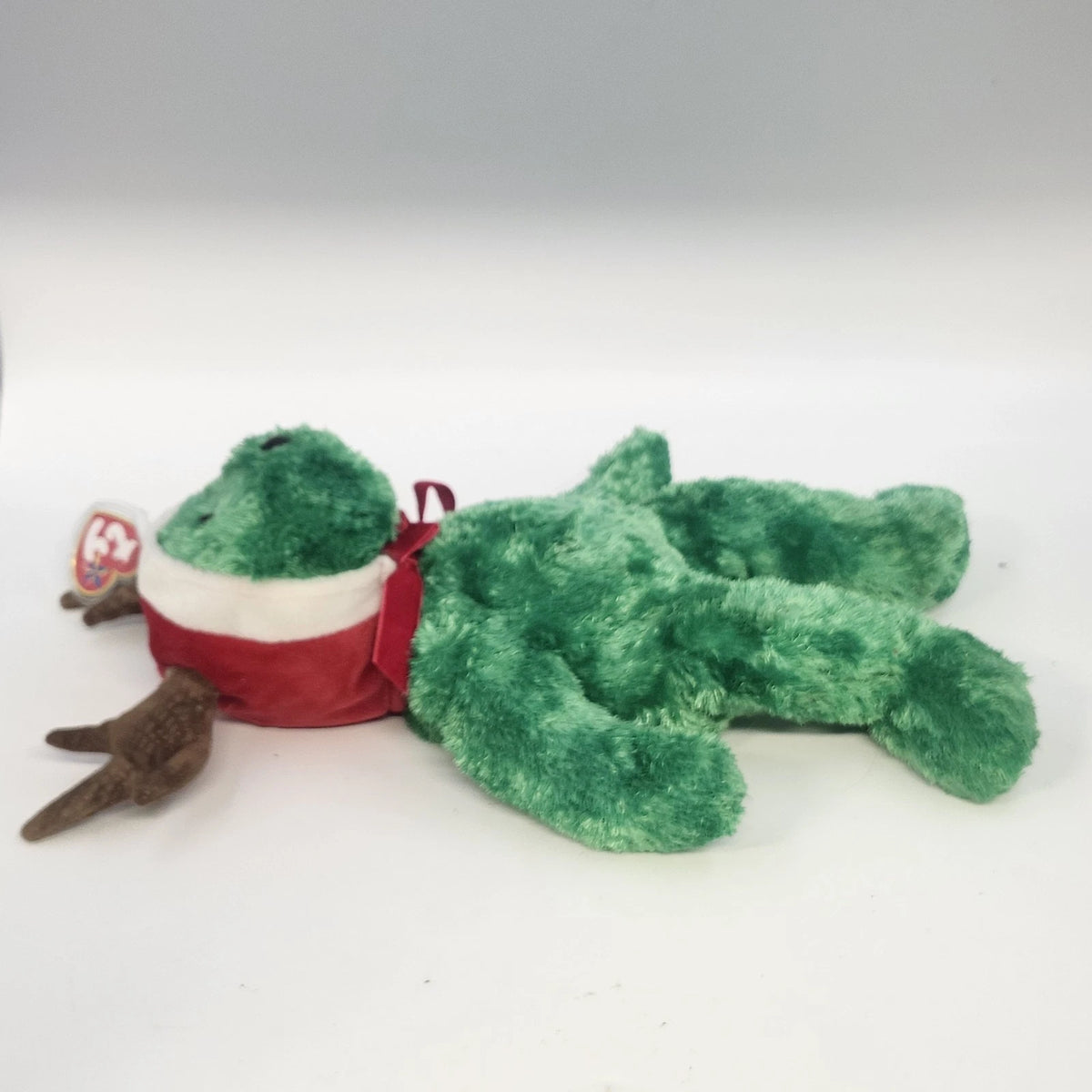 Ty Jingle Beanies Holiday Teddy Green Bear Christmas Reindeer Plush Shell 2002
