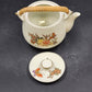 Teapot Set 4 Cups OMC Japan Butterflies Various Flowers w Rattan Handle Vintage