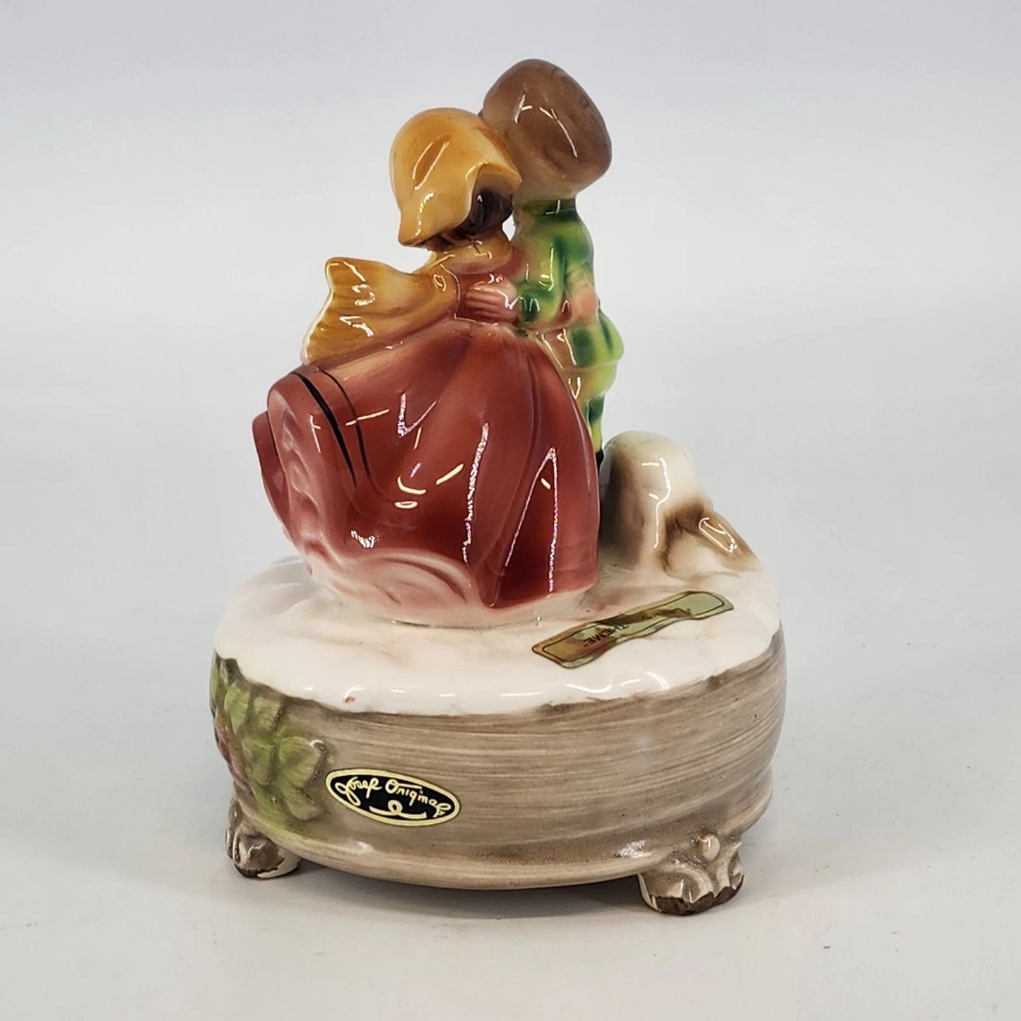 Josef Originals Music Box Figurine Lara's Theme Young Couple Bird Plays Vintage