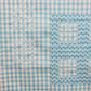 Blue & White Tablecloth Gingham Checked with Cross Stitch Embroidery Square 44"