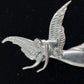 Metal Pewter Angel Brooch Pendant April Birthstone Diamond Crystal 3"Pin Vintage