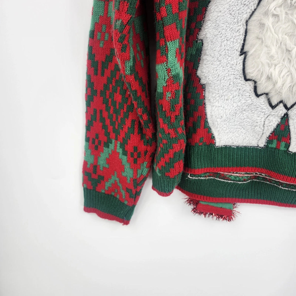 Holiday Time Llama Ugly Christmas Sweater Red Fair Isle 3D Novelty Large 42-44