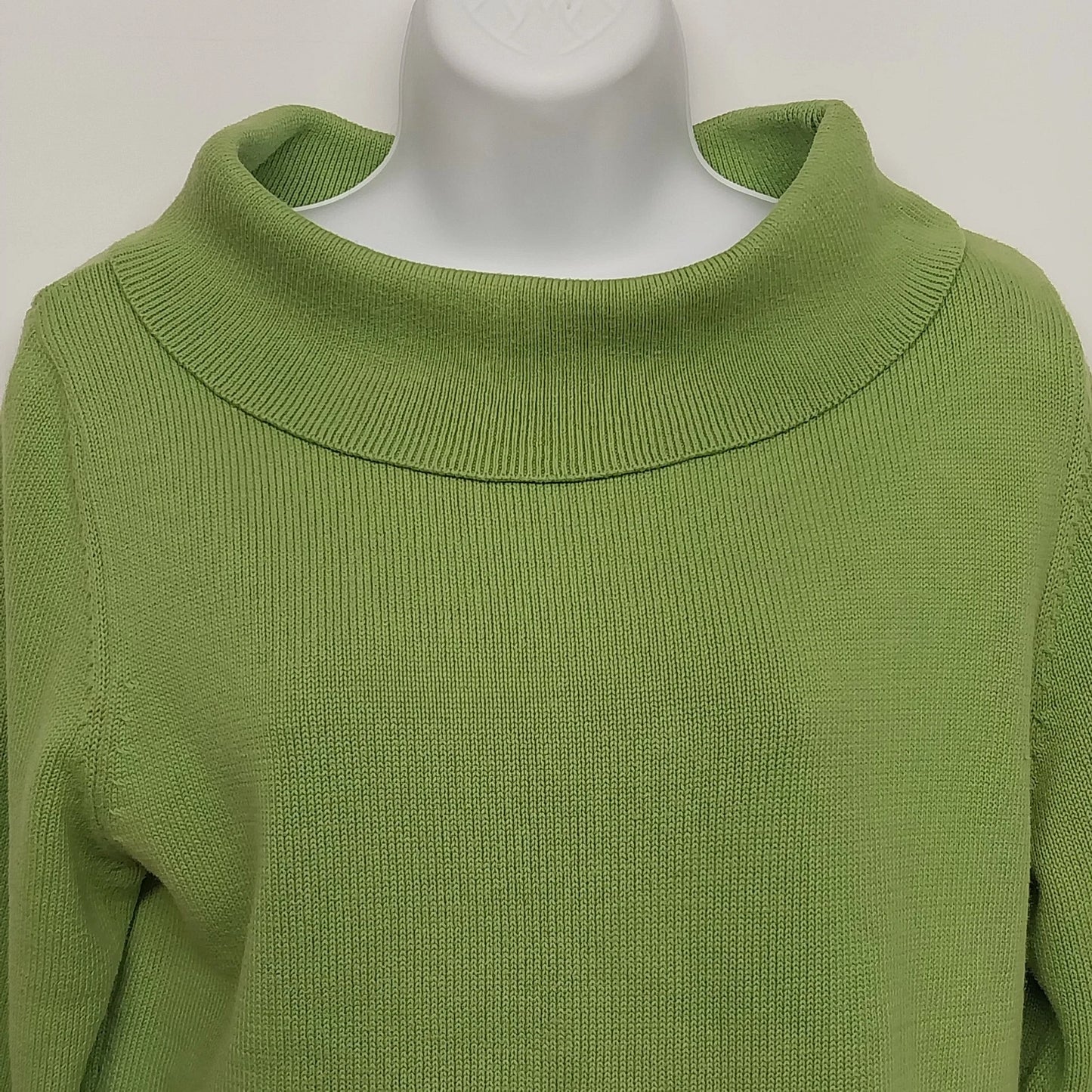 Raffaello Sport Women's Cotton Cowl Neck Lime Green Pullover Sweater Size L