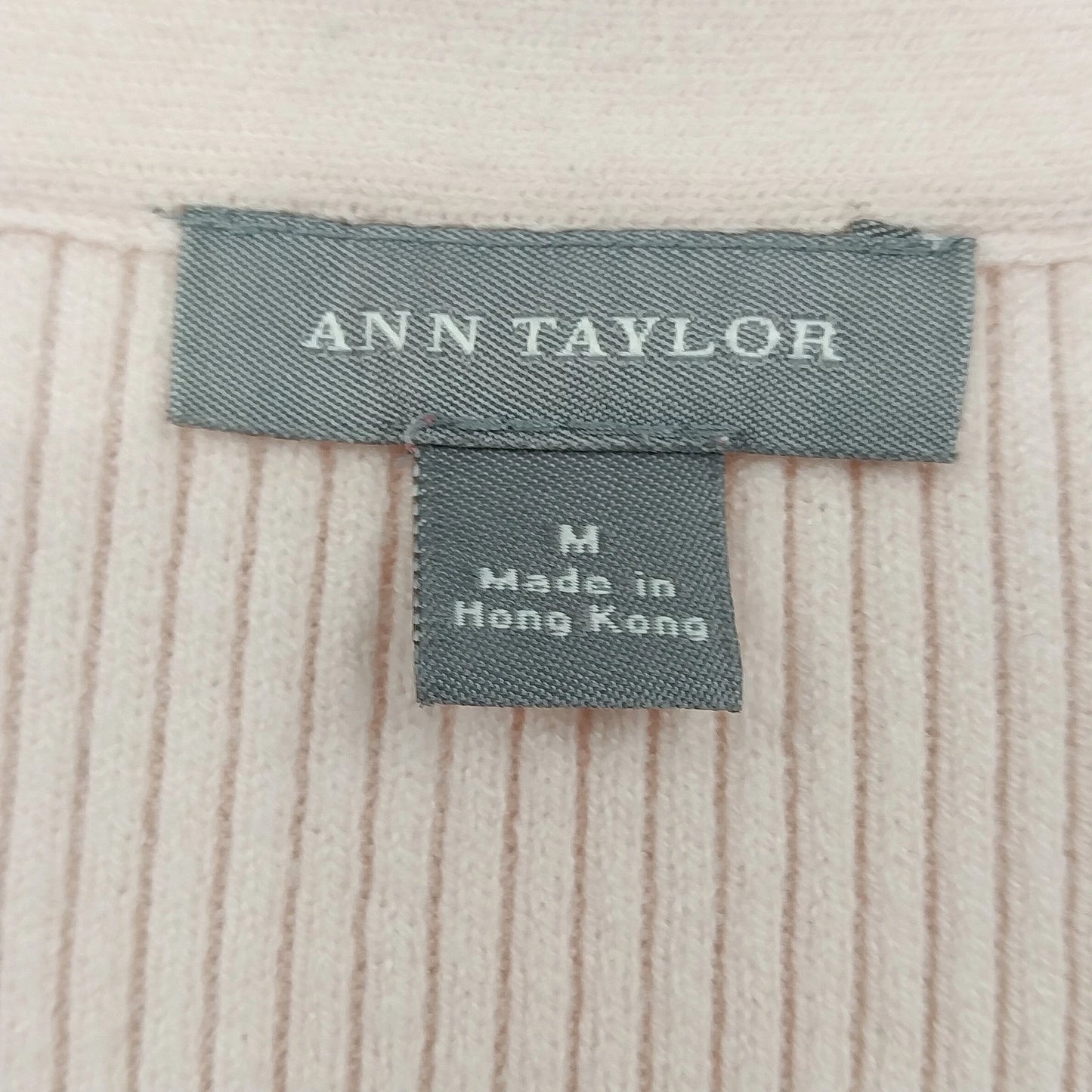Ann Taylor Ribbed Knit Polo Sweater Collared Button Top Women's Medium Hong Kong
