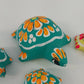 Mexican Folk Art Hand Painted Terracotta Clay Turtle Decor Figurines 4 Pc Vtg