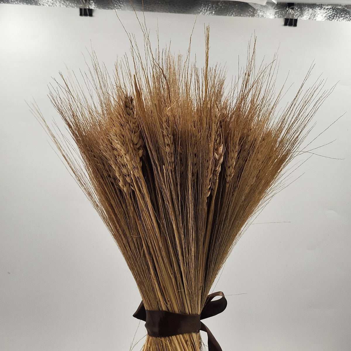 Large Dried Wheat Sheaf Bundle Brown Ribbon Tabletop Decor 19" Rustic Farmhouse