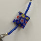 Millefiori Floral Murine Glass Bead Necklace Bronze Tone Byzantine Silver Chain