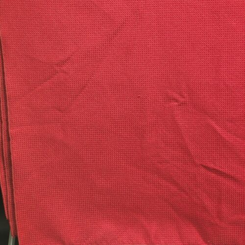 Red on Red Textured Linen Tablecloth 100" Long x 60" Wide Vintage