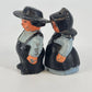 Amish Couple Salt & Pepper Shakers Cast Metal Figural Cork Stopper Country Farm